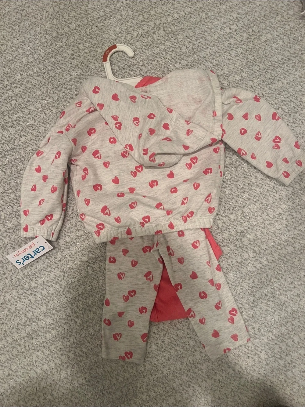 NWT Pink Heart Zip Hoodie & Bodysuit Set 9M